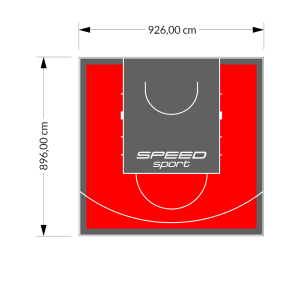 83M2/896X926CM CZERWONO-GRAFITOWE BOISKO DO KOSZYKÓWKI SPEEDSPORT HEXA POWER PRO
