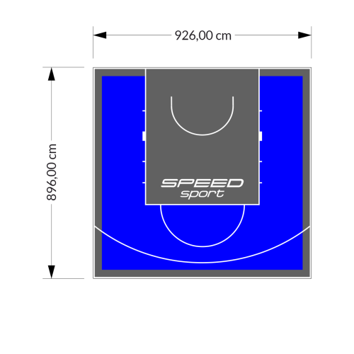 83M2/896X926CM NIEBIESKO-GRAFITOWE BOISKO DO KOSZYKÓWKI SPEEDSPORT HEXA POWER PRO