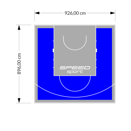83M2/896X926CM NIEBIESKO-SZARE BOISKO DO KOSZYKÓWKI SPEEDSPORT HEXA POWER PRO
