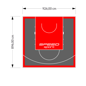 83M2/896X926CM GRAFITOWO-CZERWONE BOISKO DO KOSZYKÓWKI SPEEDSPORT HEXA POWER PRO