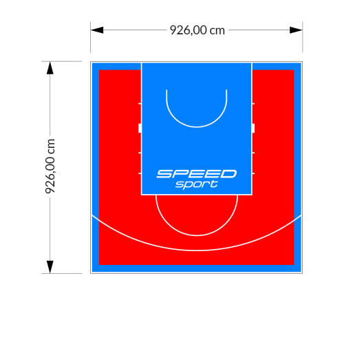 86M2/926X926CM CZERWONO-BŁĘKITNE BOISKO DO KOSZYKÓWKI SPEEDSPORT HEXA POWER PRO