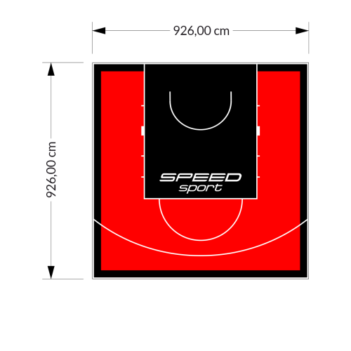 86M2/926X926CM CZERWONO-CZARNE BOISKO DO KOSZYKÓWKI SPEEDSPORT HEXA POWER PRO