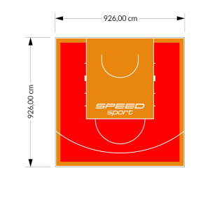 86M2/926X926CM CZERWONO-POMARAŃCZOWE BOISKO DO KOSZYKÓWKI SPEEDSPORT HEXA POWER PRO
