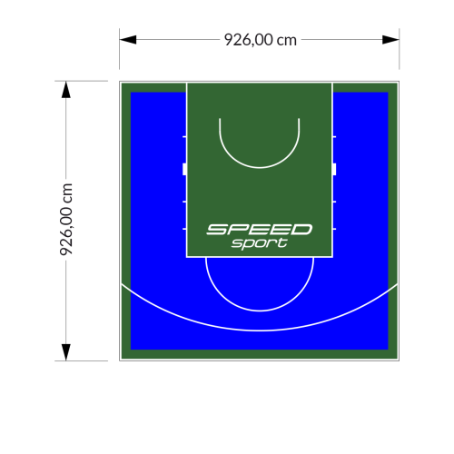 86M2/926X926CM NIEBIESKO-ZIELONE BOISKO DO KOSZYKÓWKI SPEEDSPORT HEXA POWER PRO