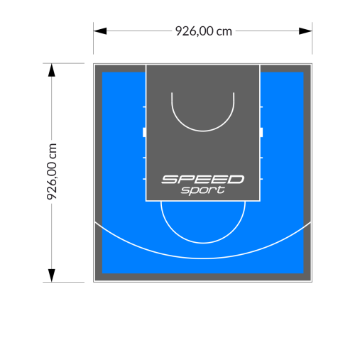 86M2/926X926CM BŁĘKITNO-GRAFITOWE BOISKO DO KOSZYKÓWKI SPEEDSPORT HEXA POWER PRO