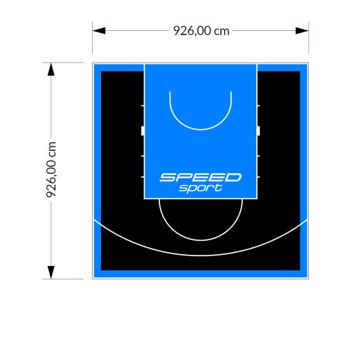 86M2/926X926CM CZARNO-BŁĘKITNE BOISKO DO KOSZYKÓWKI SPEEDSPORT HEXA POWER PRO