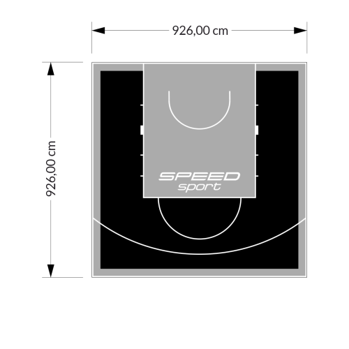 86M2/926X926CM CZARNO-SZARE BOISKO DO KOSZYKÓWKI SPEEDSPORT HEXA POWER PRO