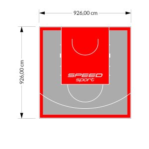 86M2/926X926CM SZARO-CZERWONE BOISKO DO KOSZYKÓWKI SPEEDSPORT HEXA POWER PRO