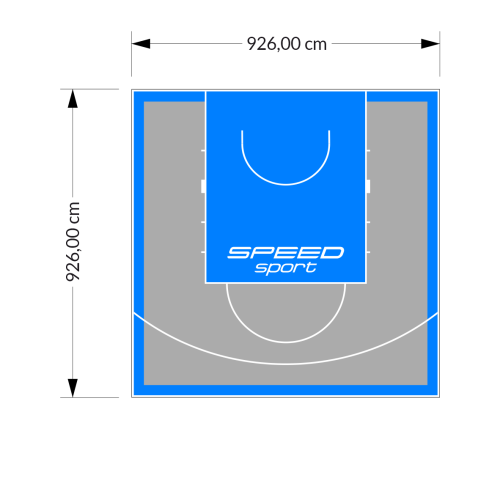 86M2/926X926CM SZARO-BŁĘKITNE BOISKO DO KOSZYKÓWKI SPEEDSPORT HEXA POWER PRO