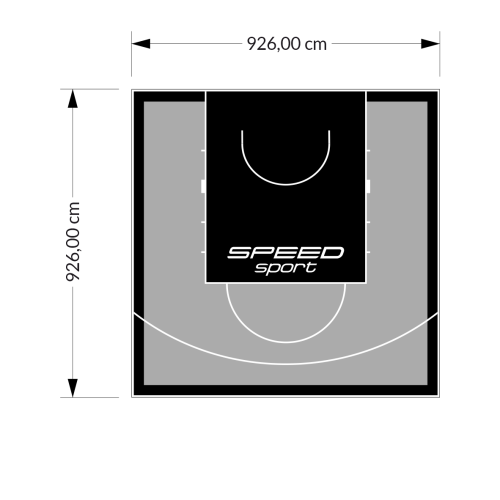 86M2/926X926CM SZARO-CZARNE BOISKO DO KOSZYKÓWKI SPEEDSPORT HEXA POWER PRO