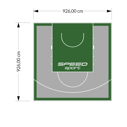 86M2/926X926CM SZARO-ZIELONE BOISKO DO KOSZYKÓWKI SPEEDSPORT HEXA POWER PRO
