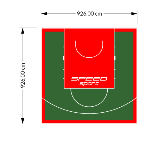86M2/926X926CM ZIELONO-CZERWONE BOISKO DO KOSZYKÓWKI SPEEDSPORT HEXA POWER PRO