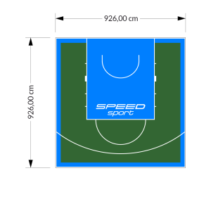 86M2/926X926CM ZIELONO-BŁĘKITNE BOISKO DO KOSZYKÓWKI SPEEDSPORT HEXA POWER PRO