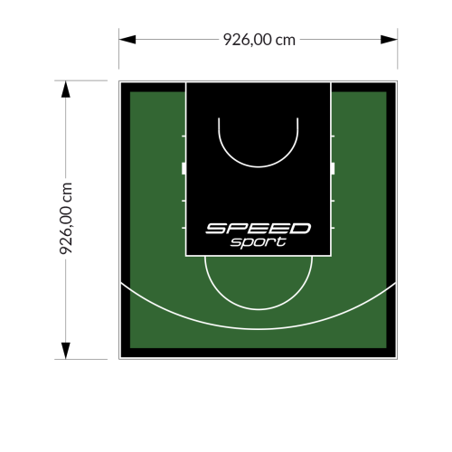 86M2/926X926CM ZIELONO-CZARNE BOISKO DO KOSZYKÓWKI SPEEDSPORT HEXA POWER PRO