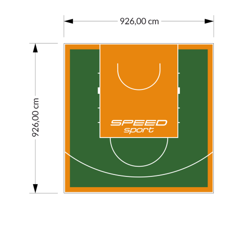 86M2/926X926CM ZIELONO-POMARAŃCZOWE BOISKO DO KOSZYKÓWKI SPEEDSPORT HEXA POWER PRO