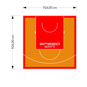 86M2/926X926CM POMARAŃCZOWO-CZERWONE BOISKO DO KOSZYKÓWKI SPEEDSPORT HEXA POWER PRO