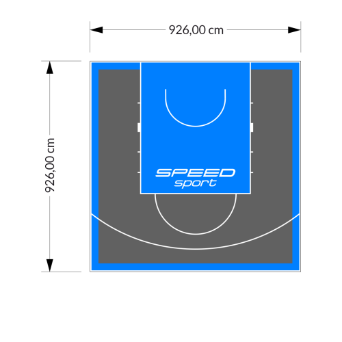 86M2/926X926CM GRAFITOWO-BŁĘKITNE BOISKO DO KOSZYKÓWKI SPEEDSPORT HEXA POWER PRO