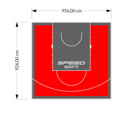 89M2/926X956CM CZERWONO-GRAFITOWE BOISKO DO KOSZYKÓWKI SPEEDSPORT HEXA POWER PRO