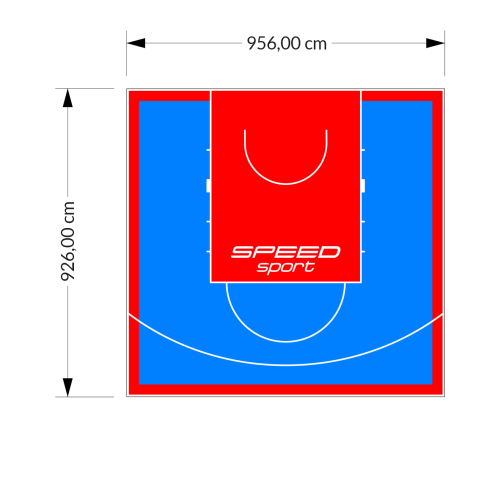 89M2/926X956CM BŁĘKITNO-CZERWONE BOISKO DO KOSZYKÓWKI SPEEDSPORT HEXA POWER PRO