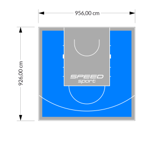 89M2/926X956CM BŁĘKITNO-SZARE BOISKO DO KOSZYKÓWKI SPEEDSPORT HEXA POWER PRO
