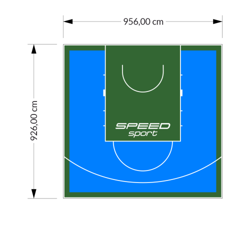 89M2/926X956CM BŁĘKITNO-ZIELONE BOISKO DO KOSZYKÓWKI SPEEDSPORT HEXA POWER PRO