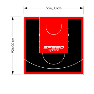 89M2/926X956CM CZARNO-CZERWONE BOISKO DO KOSZYKÓWKI SPEEDSPORT HEXA POWER PRO