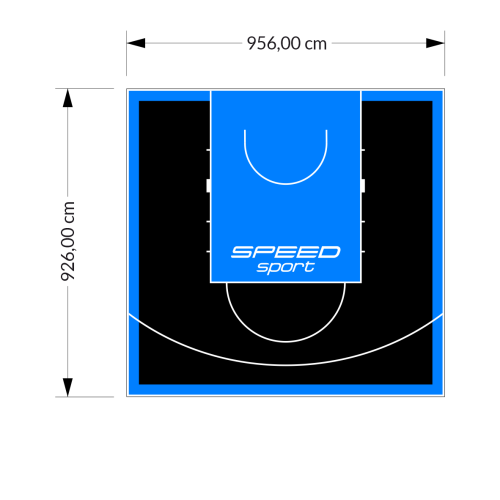 89M2/926X956CM CZARNO-BŁĘKITNE BOISKO DO KOSZYKÓWKI SPEEDSPORT HEXA POWER PRO