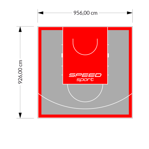 89M2/926X956CM SZARO-CZERWONE BOISKO DO KOSZYKÓWKI SPEEDSPORT HEXA POWER PRO