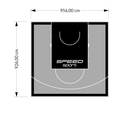 89M2/926X956CM SZARO-CZARNE BOISKO DO KOSZYKÓWKI SPEEDSPORT HEXA POWER PRO