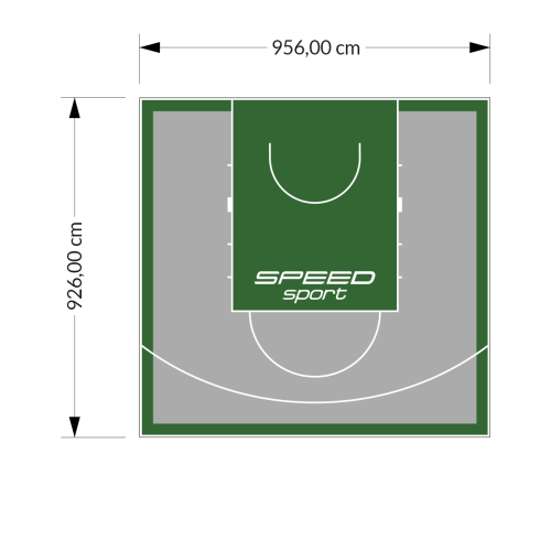 89M2/926X956CM SZARO-ZIELONE BOISKO DO KOSZYKÓWKI SPEEDSPORT HEXA POWER PRO