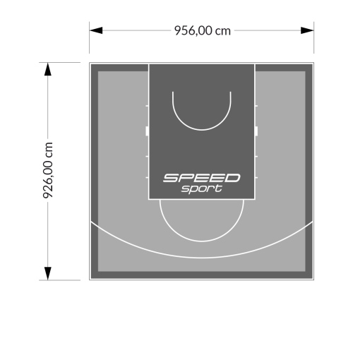 89M2/926X956CM SZARO-GRAFITOWE BOISKO DO KOSZYKÓWKI SPEEDSPORT HEXA POWER PRO