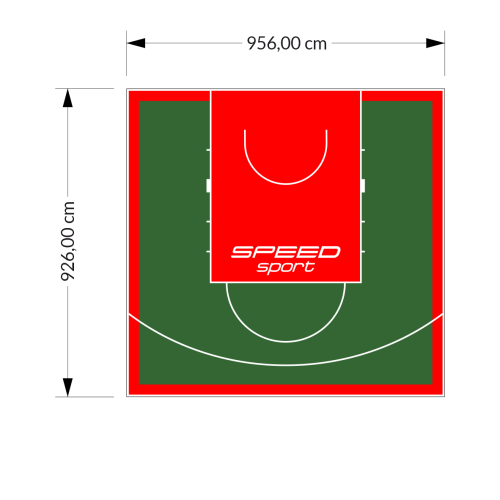 89M2/926X956CM ZIELONO-CZERWONE BOISKO DO KOSZYKÓWKI SPEEDSPORT HEXA POWER PRO