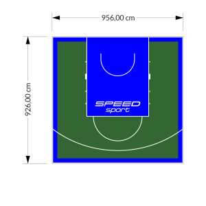 89M2/926X956CM ZIELONO-NIEBIESKIE BOISKO DO KOSZYKÓWKI SPEEDSPORT HEXA POWER PRO