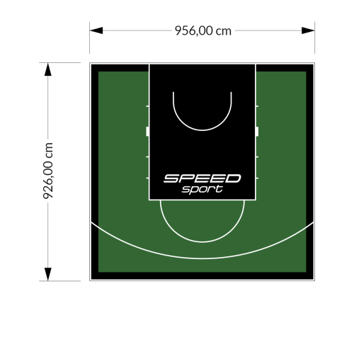 89M2/926X956CM ZIELONO-CZARNE BOISKO DO KOSZYKÓWKI SPEEDSPORT HEXA POWER PRO