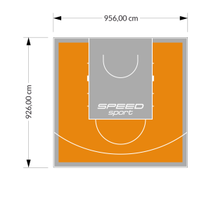 89M2/926X956CM POMARAŃCZOWO-SZARE BOISKO DO KOSZYKÓWKI SPEEDSPORT HEXA POWER PRO