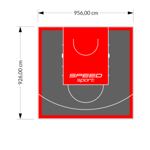 89M2/926X956CM GRAFITOWO-CZERWONE BOISKO DO KOSZYKÓWKI SPEEDSPORT HEXA POWER PRO