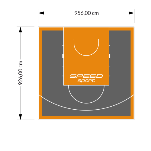 89M2/926X956CM GRAFITOWO-POMARAŃCZOWE BOISKO DO KOSZYKÓWKI SPEEDSPORT HEXA POWER PRO