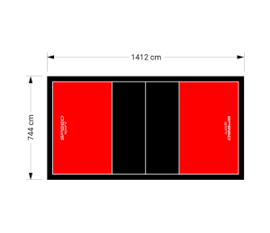 105M2/1412X744CM CZERWONO-CZARNE BOISKO DO SIATKÓWKI SPEEDSPORT HEXA POWER PRO