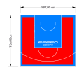 91M2/926X987CM CZERWONO-BŁĘKITNE BOISKO DO KOSZYKÓWKI SPEEDSPORT HEXA POWER PRO