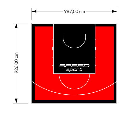 91M2/926X987CM CZERWONO-CZARNE BOISKO DO KOSZYKÓWKI SPEEDSPORT HEXA POWER PRO