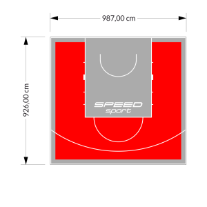 91M2/926X987CM CZERWONO-SZARE BOISKO DO KOSZYKÓWKI SPEEDSPORT HEXA POWER PRO