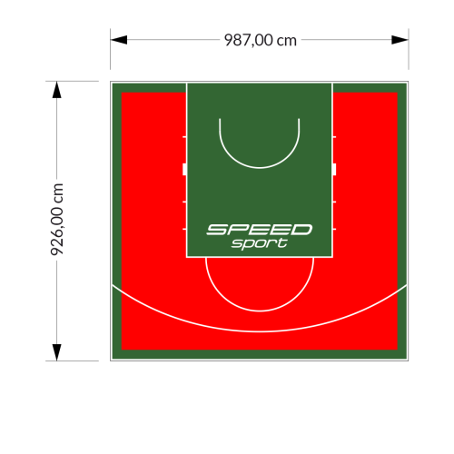 91M2/926X987CM CZERWONO-ZIELONE BOISKO DO KOSZYKÓWKI SPEEDSPORT HEXA POWER PRO
