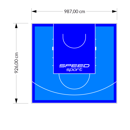 91M2/926X987CM BŁĘKITNO-NIEBIESKIE BOISKO DO KOSZYKÓWKI SPEEDSPORT HEXA POWER PRO