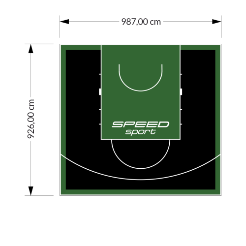 91M2/926X987CM CZARNO-ZIELONE BOISKO DO KOSZYKÓWKI SPEEDSPORT HEXA POWER PRO