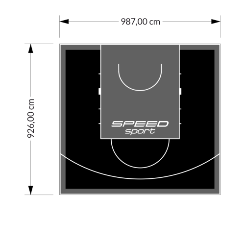 91M2/926X987CM CZARNO-GRAFITOWE BOISKO DO KOSZYKÓWKI SPEEDSPORT HEXA POWER PRO