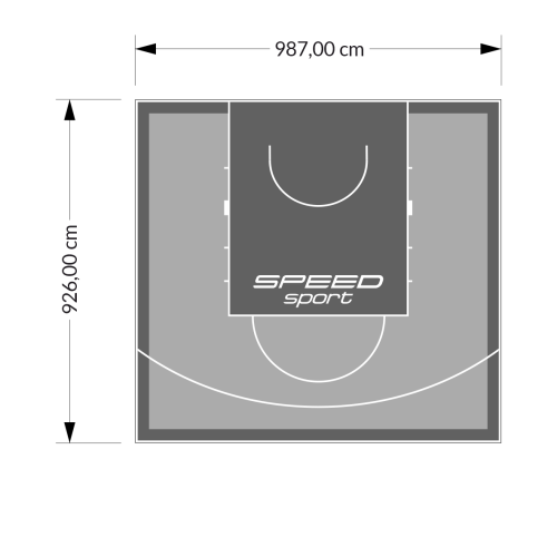91M2/926X987CM SZARO-GRAFITOWE BOISKO DO KOSZYKÓWKI SPEEDSPORT HEXA POWER PRO