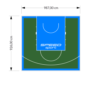 91M2/926X987CM ZIELONO-BŁĘKITNE BOISKO DO KOSZYKÓWKI SPEEDSPORT HEXA POWER PRO