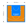 91M2/926X987CM POMARAŃCZOWO-BŁĘKITNE BOISKO DO KOSZYKÓWKI SPEEDSPORT HEXA POWER PRO