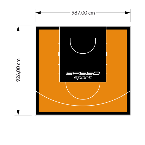 91M2/926X987CM POMARAŃCZOWO-CZARNE BOISKO DO KOSZYKÓWKI SPEEDSPORT HEXA POWER PRO