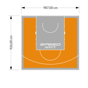 91M2/926X987CM POMARAŃCZOWO-SZARE BOISKO DO KOSZYKÓWKI SPEEDSPORT HEXA POWER PRO